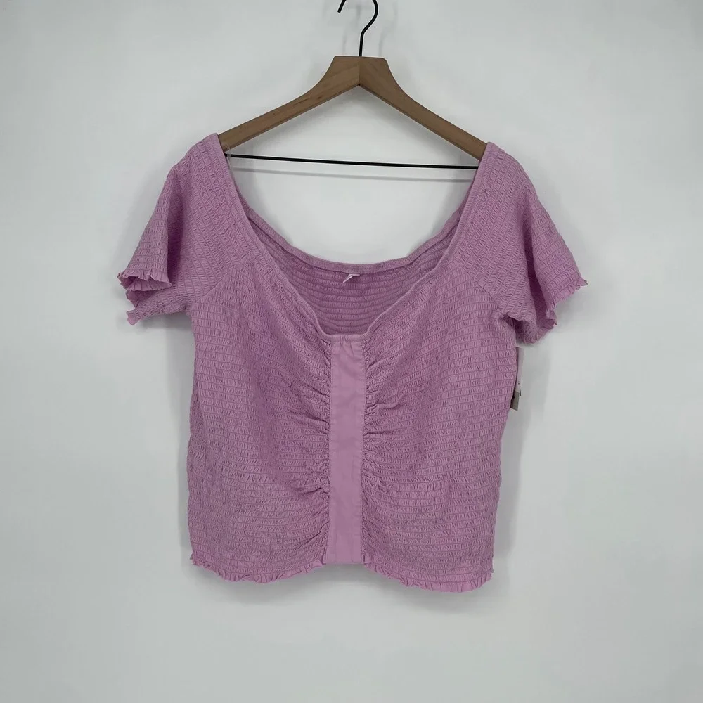 BP Smocked Off The Shoulder Top Lavender Purple Puff Sleeve Plus Size 3X - Picture 2 of 6